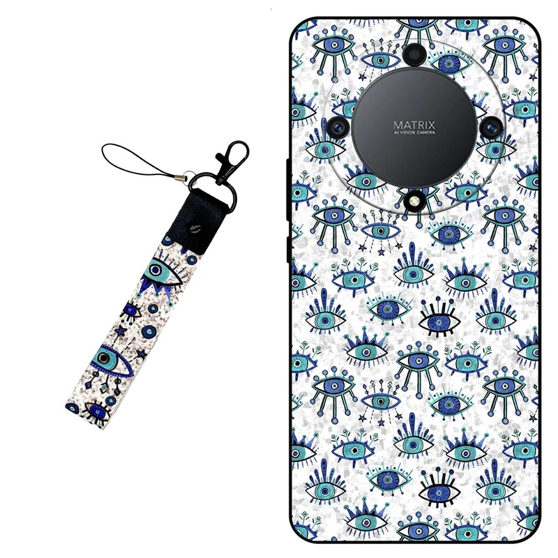 کاور مگافون طرح چشم نظر  مدل 6464 مناسب برای گوشی موبایل آنر Magic 5 Lite به همراه بند آویز