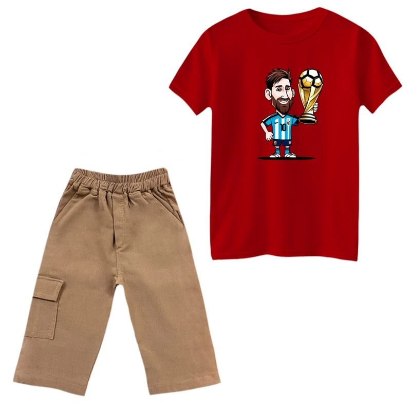 ست تی‌شرت و شلوارک پسرانه مدل مسی کد 7