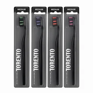 مسواک تورنتو مدل ذغالی با برس متوسط بسته 4 عددی