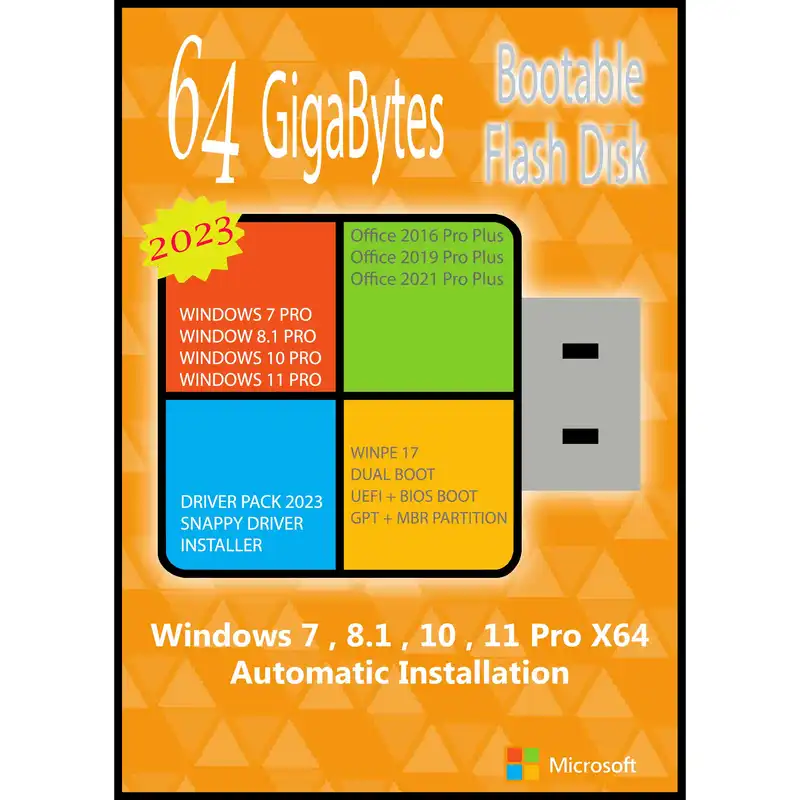سیستم عامل Windows 7 8.1 10 11 Pro X64 Driver Pack 2023 Office 2016-19-21 نشر مایکروسافت
