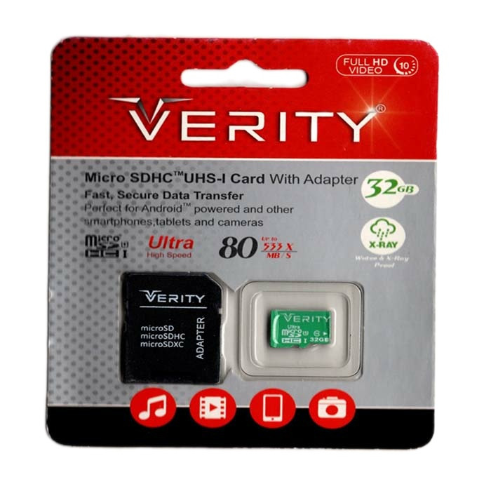 کارت حافظه microSDHC وریتی مدل 533X کلاس 10 استاندارد UHS-I U1 سرعت 80MBps ظرفیت 32 گیگابایت به همراه آداپتور SD
