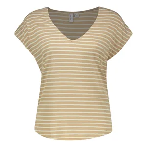 تی‌شرت راحتی آستین کوتاه زنانه مدل راه‌راه لمه دار