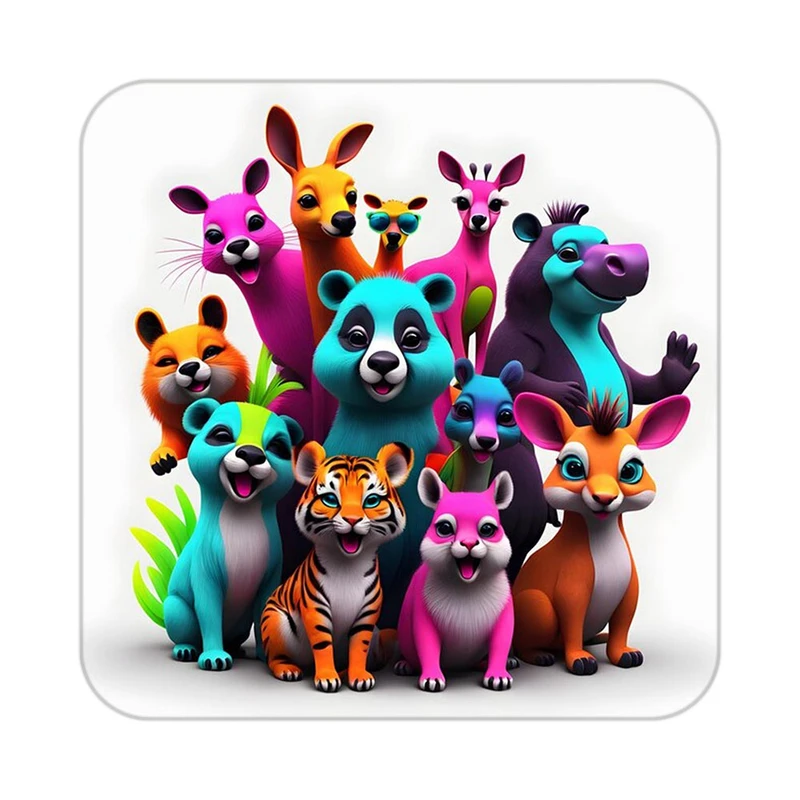 زیر لیوانی کاکتی طرح حیوانات رنگی مدل mp25206