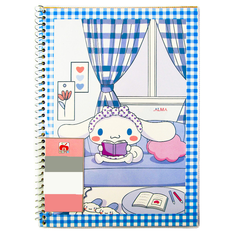 دفتر مشق 100 برگ آلما مدل حاشیه دار کرومی طرح CINNAMOROLL کد 7122