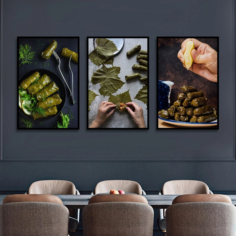 تابلو بکلیت طرح رستوران دلمه برگ مو مدل شاین اکلیلی B-1807 مجموعه 3 عددی