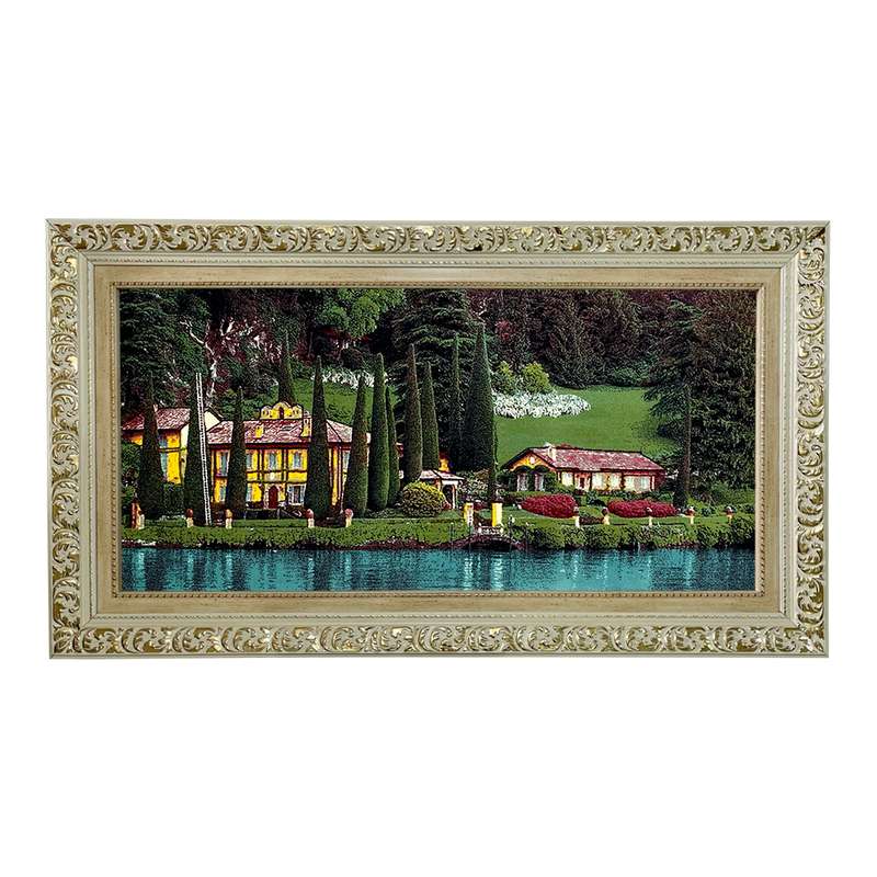 تابلو فرش ماشینی طرح دستبافت مدل خانه های جنگلی کد 7656