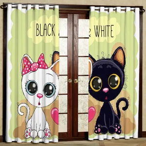 پرده کودک مدل گربه هازان پانچی کد 2054 سایز 140x200 سانتی متر