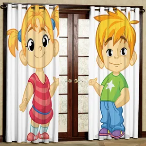 پرده مدل دختر پسر هازان پانچی کد 2595a سایز 140x200 سانتی متر