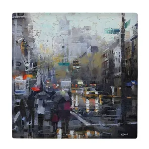  کاشی کارنیلا طرح شهر بارانی مدل لوحی کد klh1858