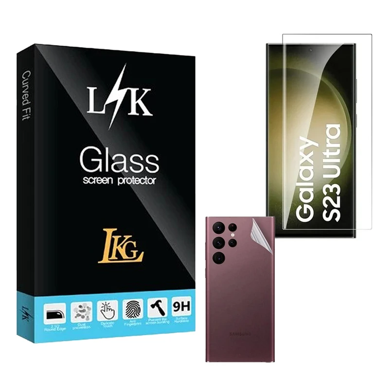 محافظ صفحه نمایش ال کا جی مدل UV مناسب برای گوشی موبایل سامسونگ Galaxy S22 Ultra 5G به همراه محافظ پشت گوشی