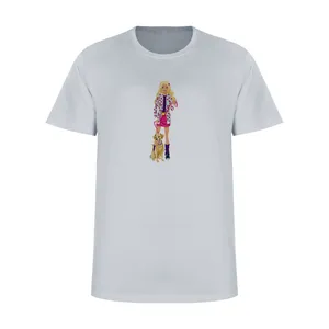 تی شرت آستین کوتاه زنانه مدل GIRL کد L315 رنگ طوسی