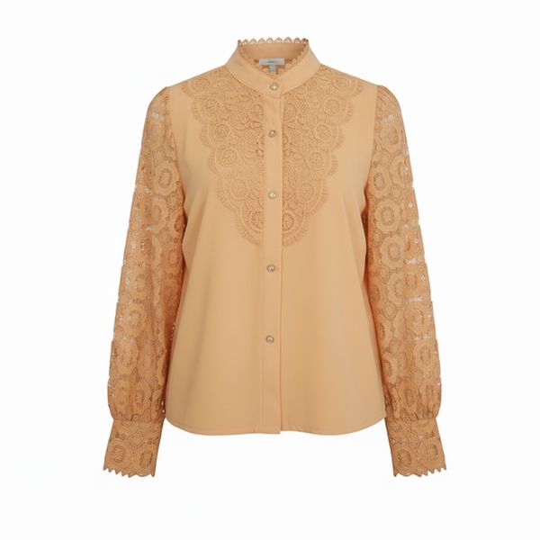 شومیز آستین بلند یقه ایستاده زنانه مدل peach