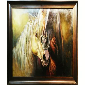 تابلو نقاشی رنگ روغن طرح دو اسب کد VLZ069