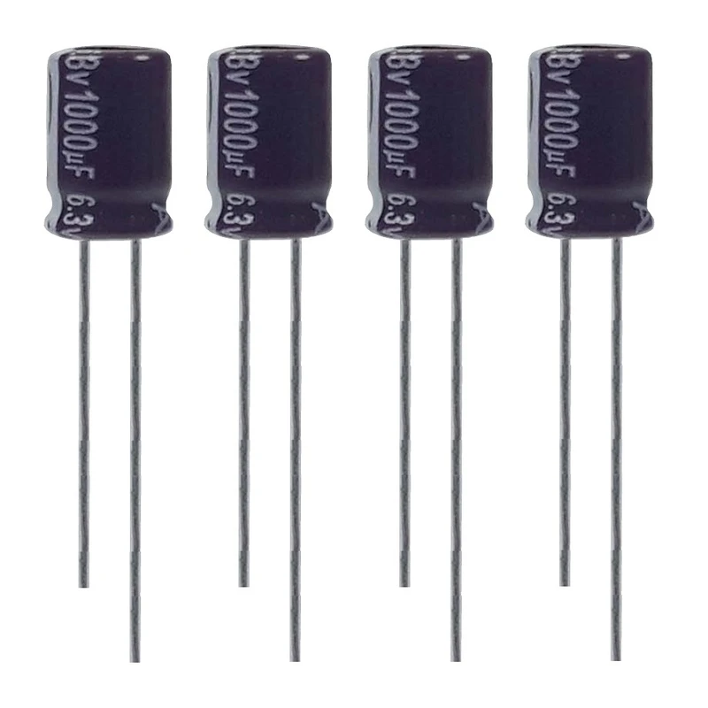 خازن الکترولیت 1000میکروفاراد 6.3 ولت آکسبوم مدل TEC-102630 بسته 4 عددی 