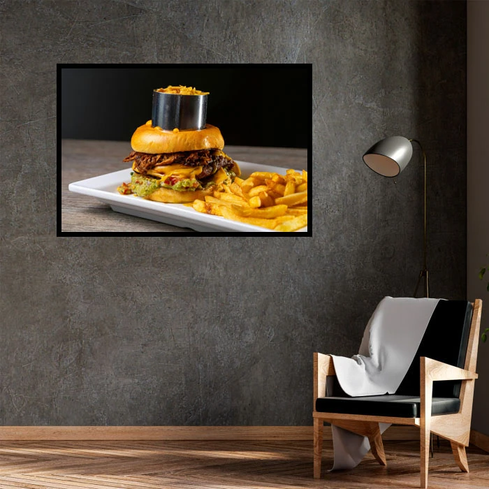 تابلو نوری بکلیت طرح برگر مدل B-D2089 فریم مشکی