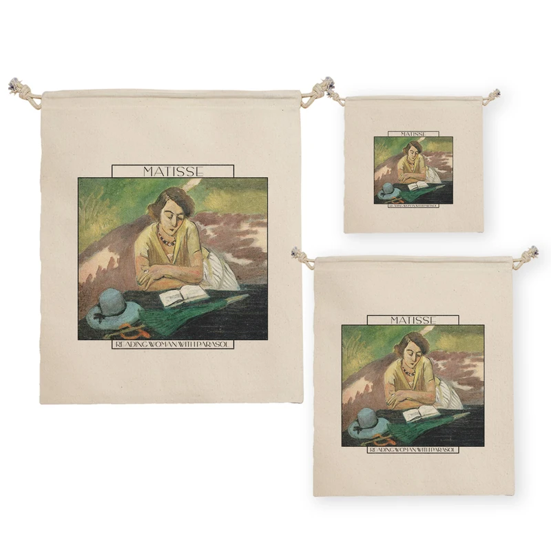 نظم دهنده ترمه طراحان ایده مدل زن کتابخوان با چتر از ماتیس کد art0646 مجموعه سه عددی