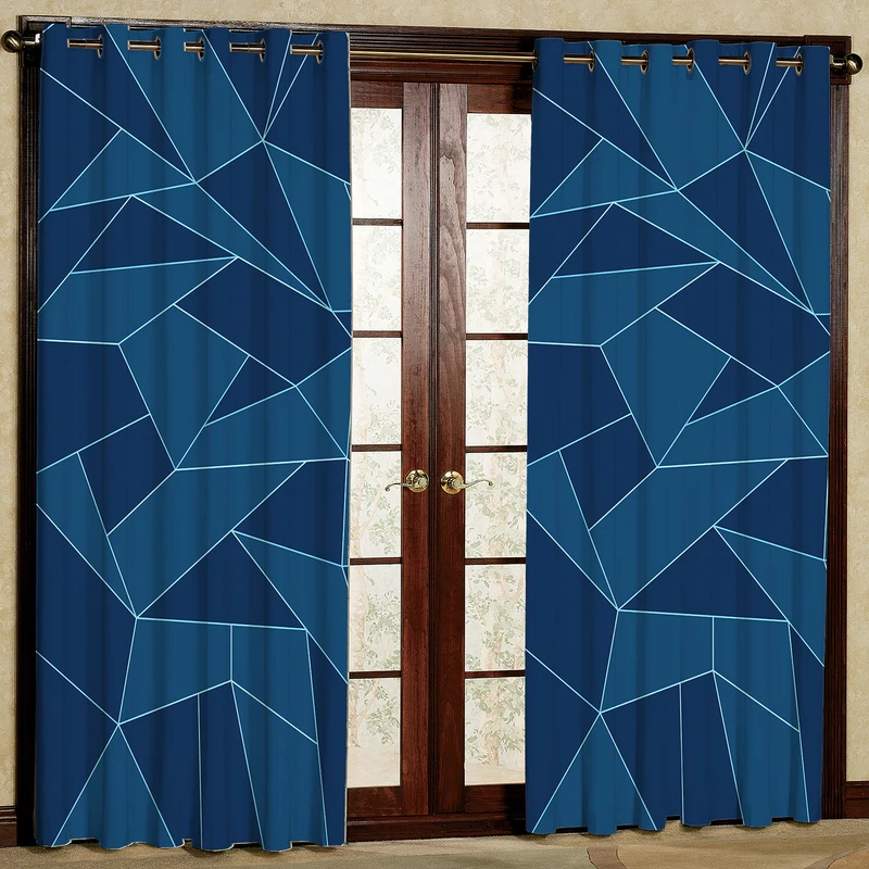  پرده بارمان دکور طرح هندسی مدل مخمل پانچی کد 4121 W سایز 140x280 سانتی متر