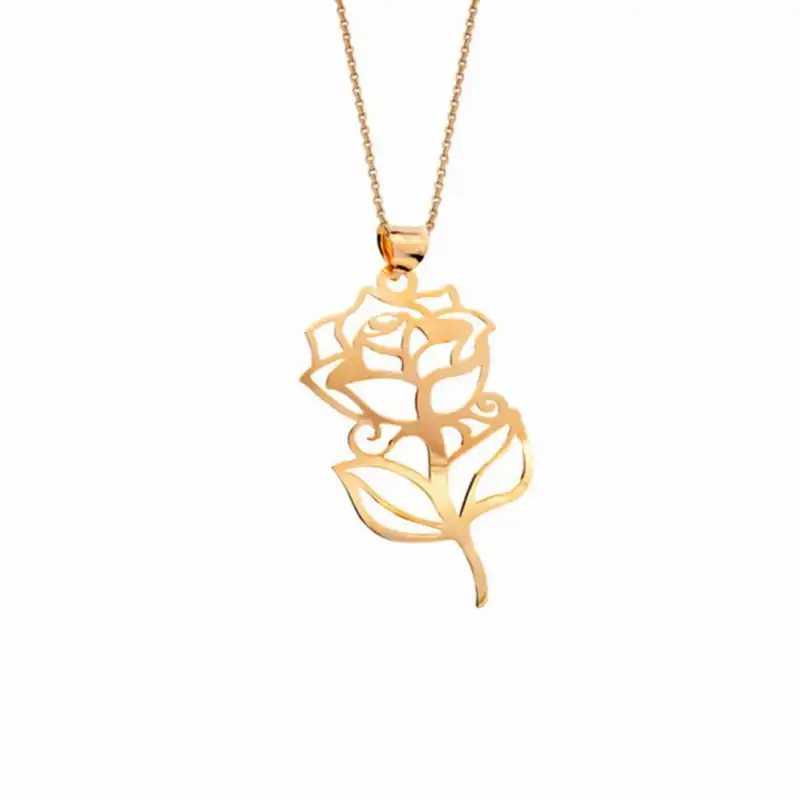 گردنبند طلا 18 عیار زنانه مدل گل رز