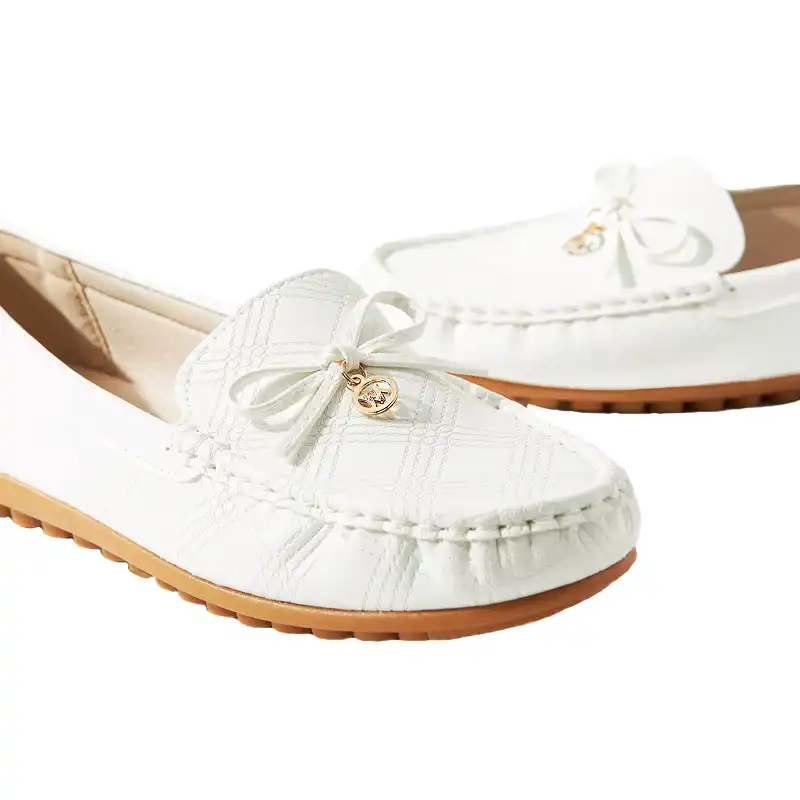 کفش کالج زنانه مکس مدل Perforated Slip-On Loafers with Bow Accent