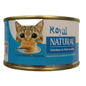 کنسرو گربه بالغ رویال کوکو مدل نچرال طعم مرغ و ماهی در ژله وزن 120 گرم