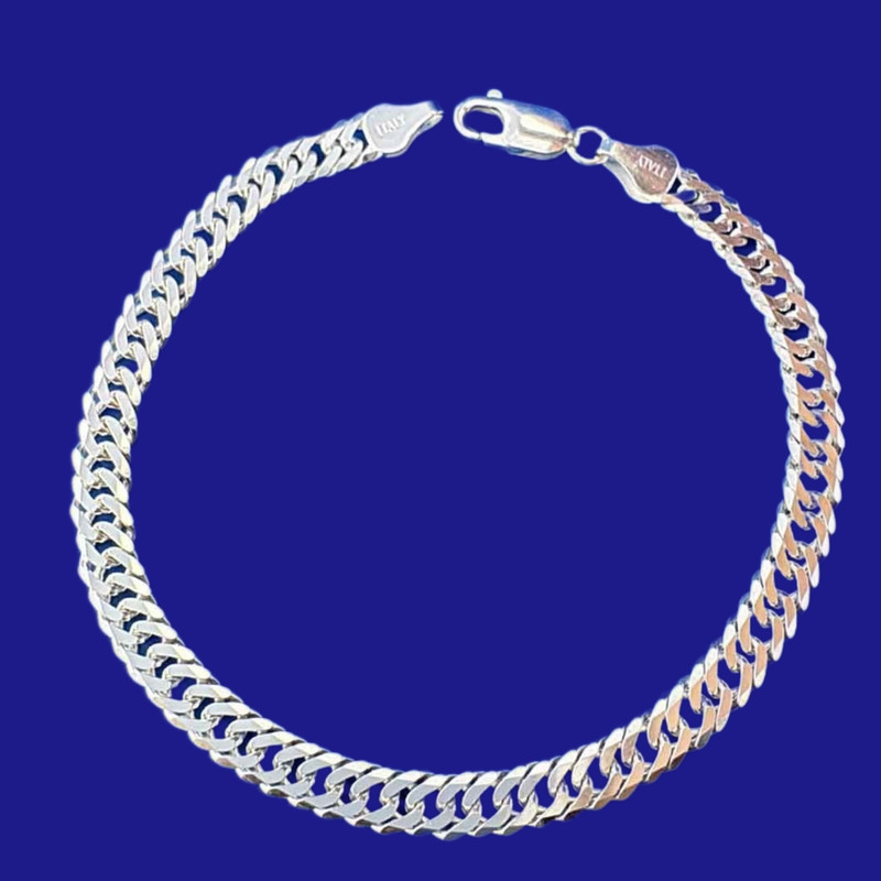 دستبند نقره مردانه مدل دوبل کد roz12