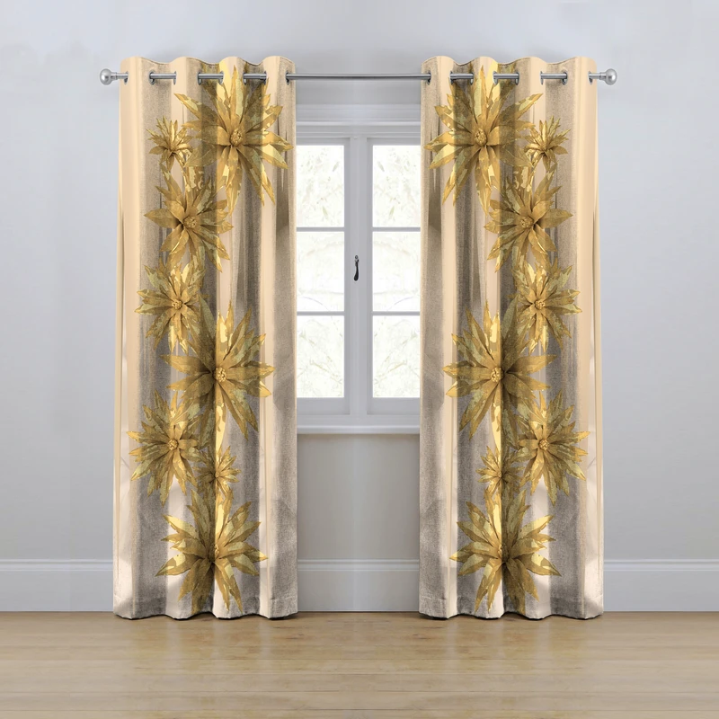 پرده مدل پانچی طرح گل سه بعدی سایز 280x145 سانتی متر