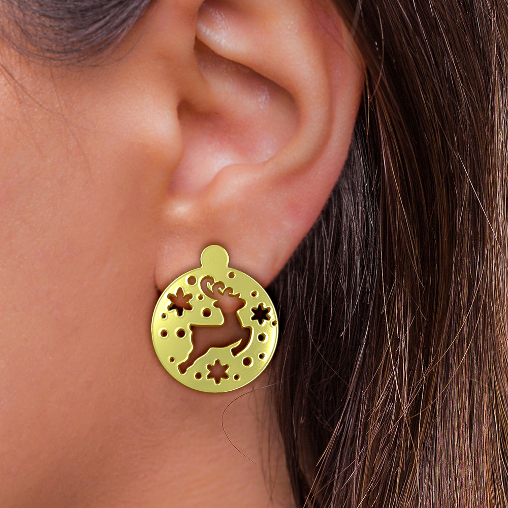 گوشواره طلا 18 عیار زنانه مدوپد مدل گوزن کد GA1-11434