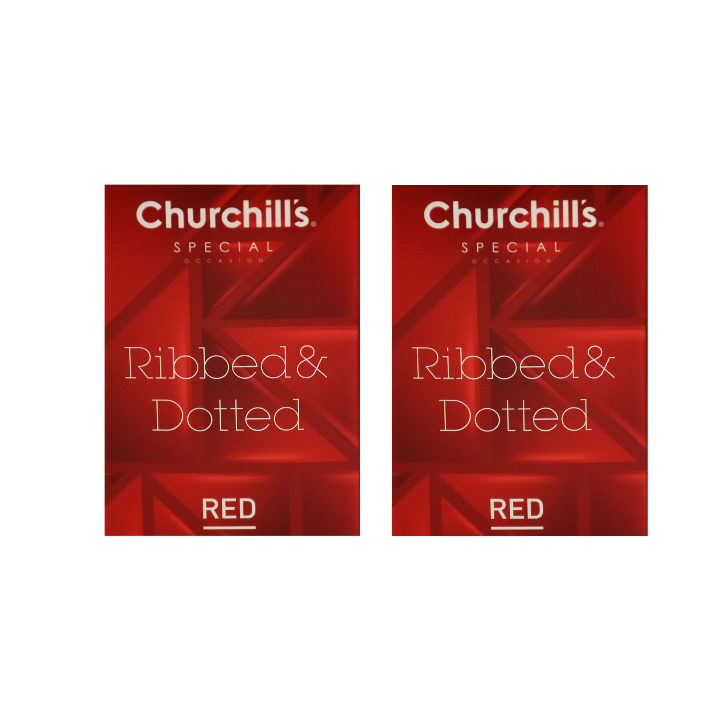 کاندوم چرچیلز مدل Ribbed & Dotted Red مجموعه 2 عددی