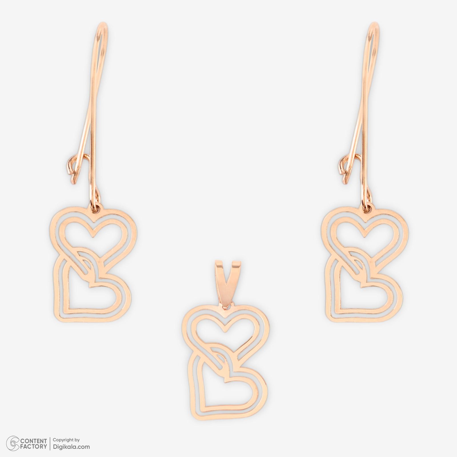 نیم ست طلا 18 عیار زنانه حافا گلد مدل قلب کد nim06 -  - 5