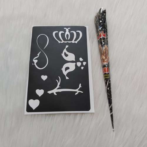 حنا طراحی و شابلون تتو موقت مدل hasha130 مجموعه 7 عددی