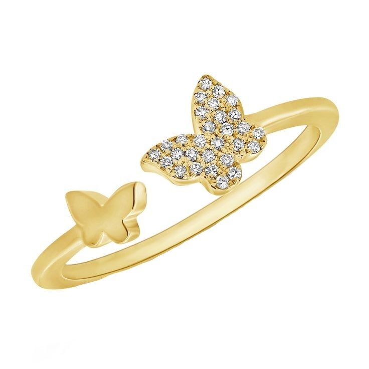 انگشتر طلا 18 عیار زنانه قیراط طرح پروانه کد GH3623 - - 1