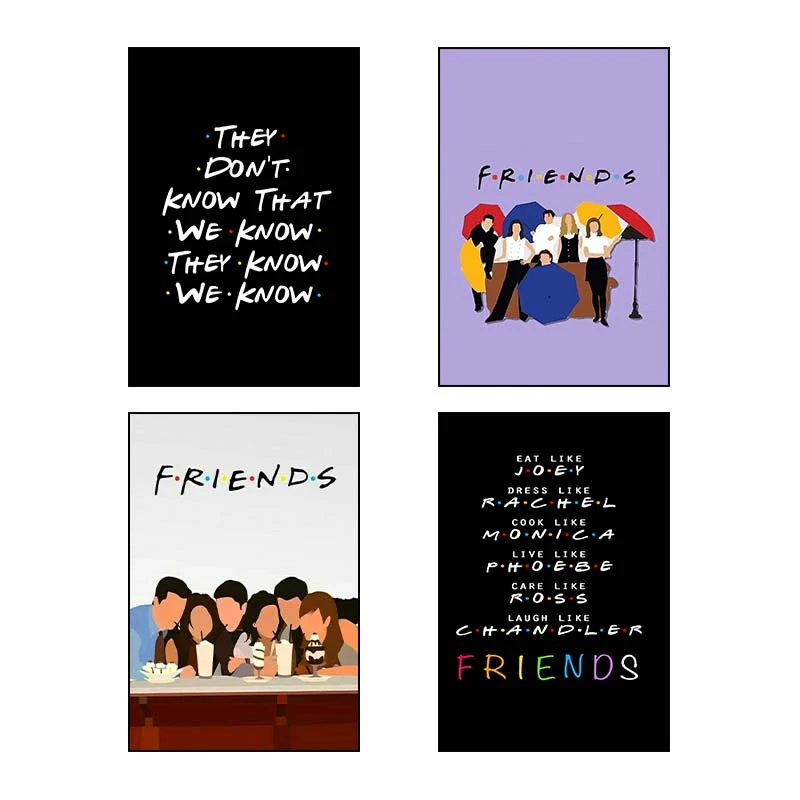 تابلو شاسي کارنيکا طرح فرندز Friends کد 38351 مجموعه 4 عددی