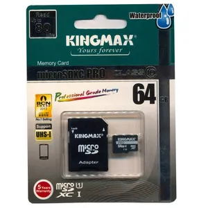 کارت حافظه microSDXC کینگ مکس مدل Pro کلاس 10 استاندارد UHS-I U1 سرعت 80MBps به همراه آداپتور SD ظرفیت 64 گیگابایت