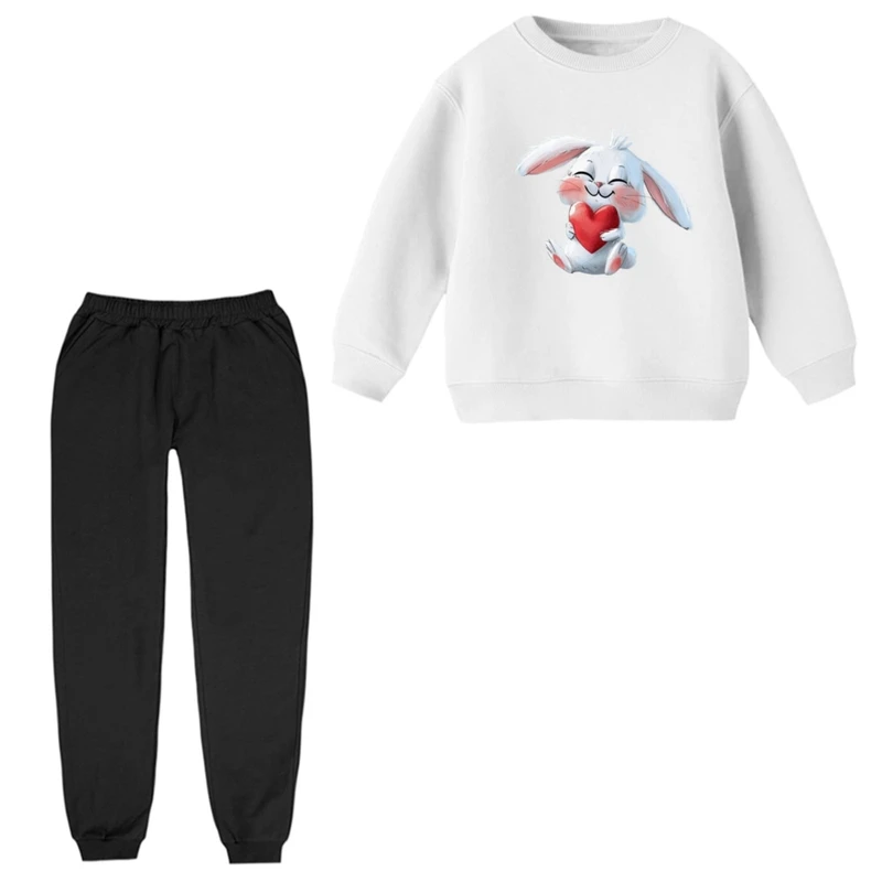 ست سویشرت و شلوار راحتی بچگانه مدل خرگوش و قلب 