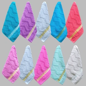 حوله دست و صورت طرح ابریشم بافت موج دریا سایز 30x60 سانتی‌متر بسته 10 عددی