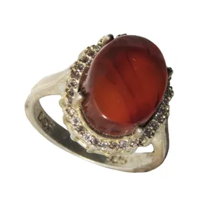 انگشتر نقره زنانه مدل عقیق کارنلین