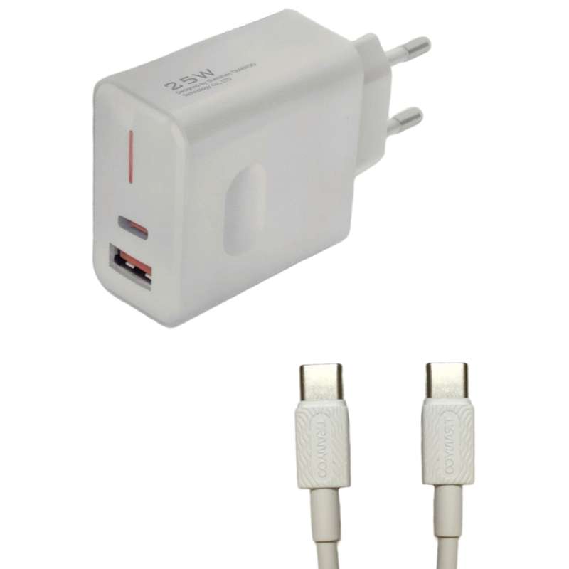 شارژر دیواری 25 وات ترانیو مدل T-EU6C به همراه کابل USB-C
