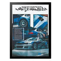 تابلو بکلیت طرح ماشین و خودرو بی ام و BMW M3 GTR NEED FOR SPEED MOST WANTED مدل b-po1578 فریم مشکی