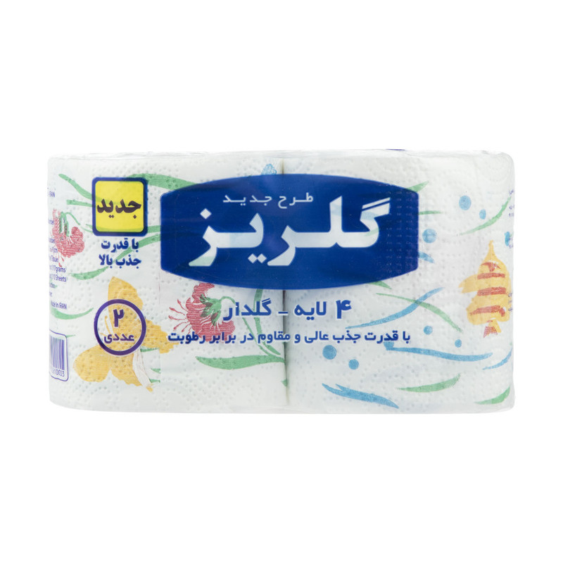 دستمال توالت گلریز مدل گلدار کد 001 2 بسته 2 عددی