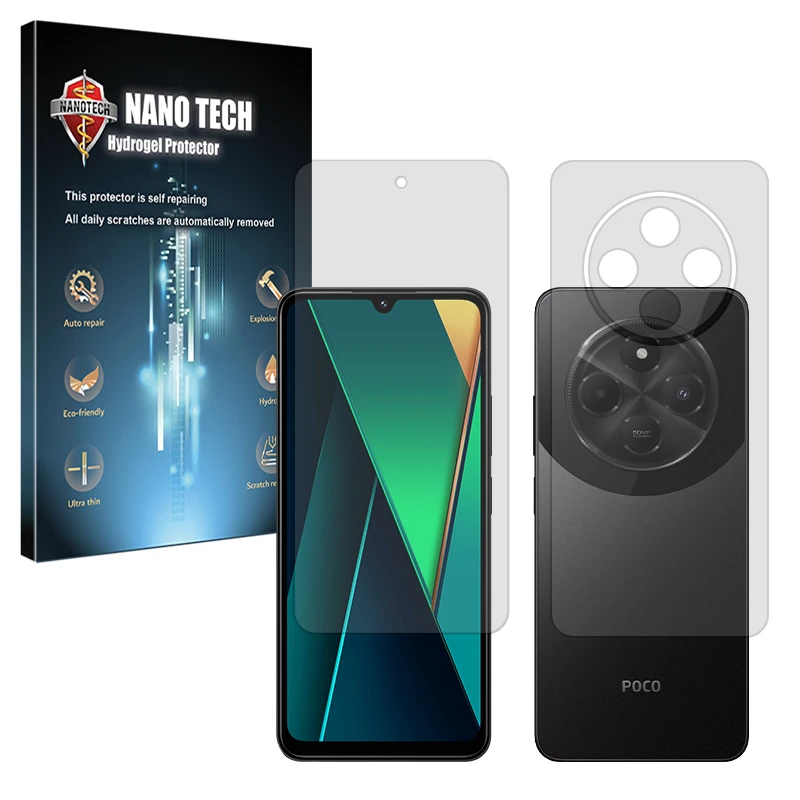 محافظ صفحه نمایش مات نانو تک مدل Tough مناسب برای گوشی موبایل شیائومی Poco C75 به همراه محافظ پشت گوشی