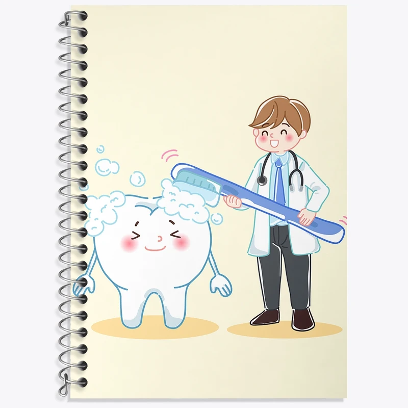 دفتر زبان 50 برگ خندالو مدل دو خط طرح دندان و دندان پزشکی کودکانه کد 36711