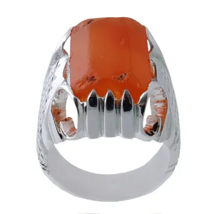 انگشتر نقره مردانه بازرگانی میلادی مدل  عقیق یمنی کهنه رکاب دستساز کد AM_1006