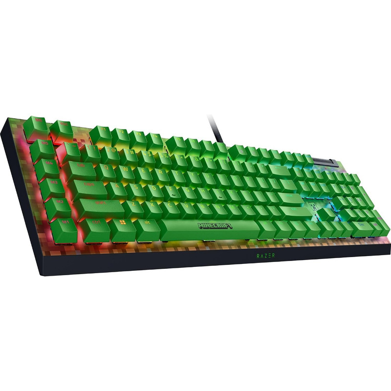 کیبورد مکانیکال با سیم ریزر مدل BlackWidow V4 X Minecraft Edition