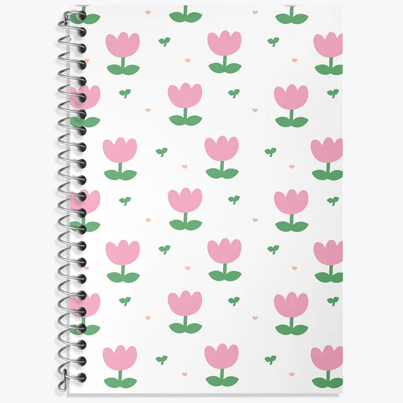 دفتر زبان 50 برگ خندالو مدل دو خط طرح گل لاله کد N399