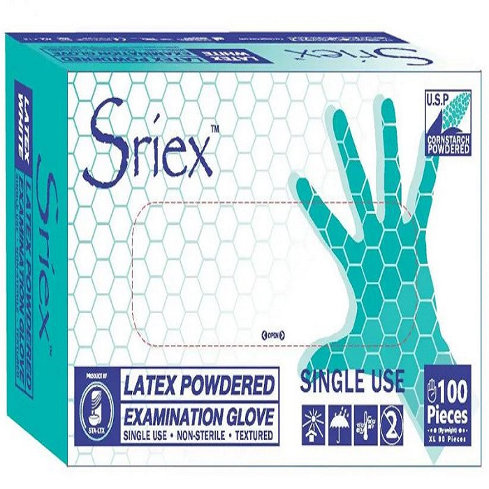دستکش نظافت لاتکس مدل sriex medium بسته 100 عددی دستکش نظافت لاتکس مدل sriex medium بسته 100 عددی