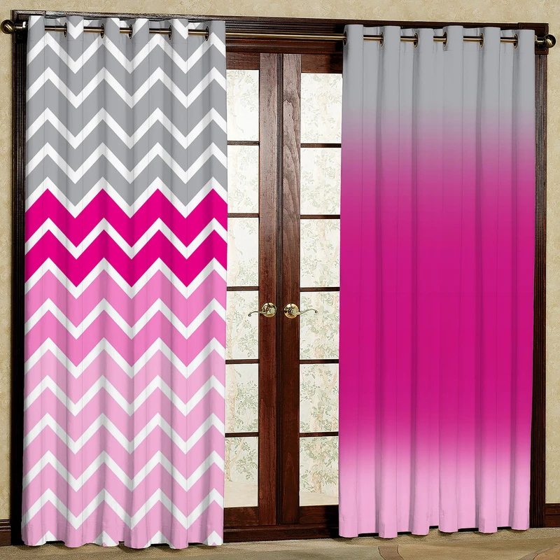 پرده چاپی مدل زیگزاگ مخمل پانچی کد 1047 سایز 140x200 سانتی متر