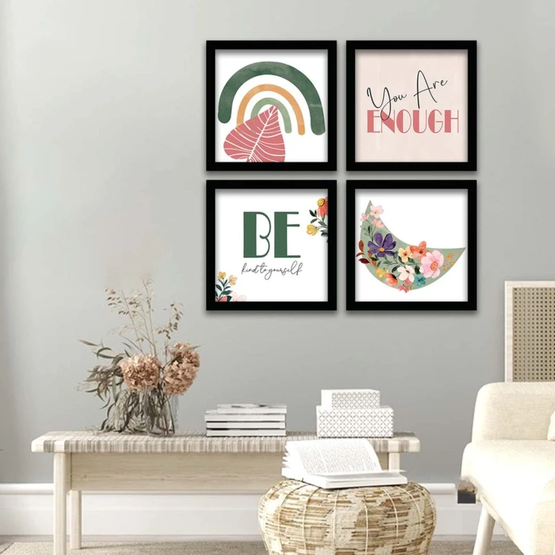 تابلو مدل دکوراتیو طرح جملات انگیزشی اهمیت به خود مجموعه 4 عددی