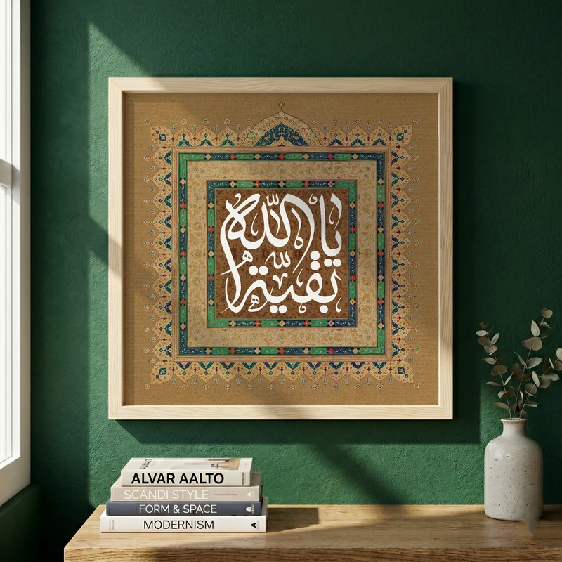 تابلو طرح یا بقیه الله مدل G15519 فریم کرم روشن