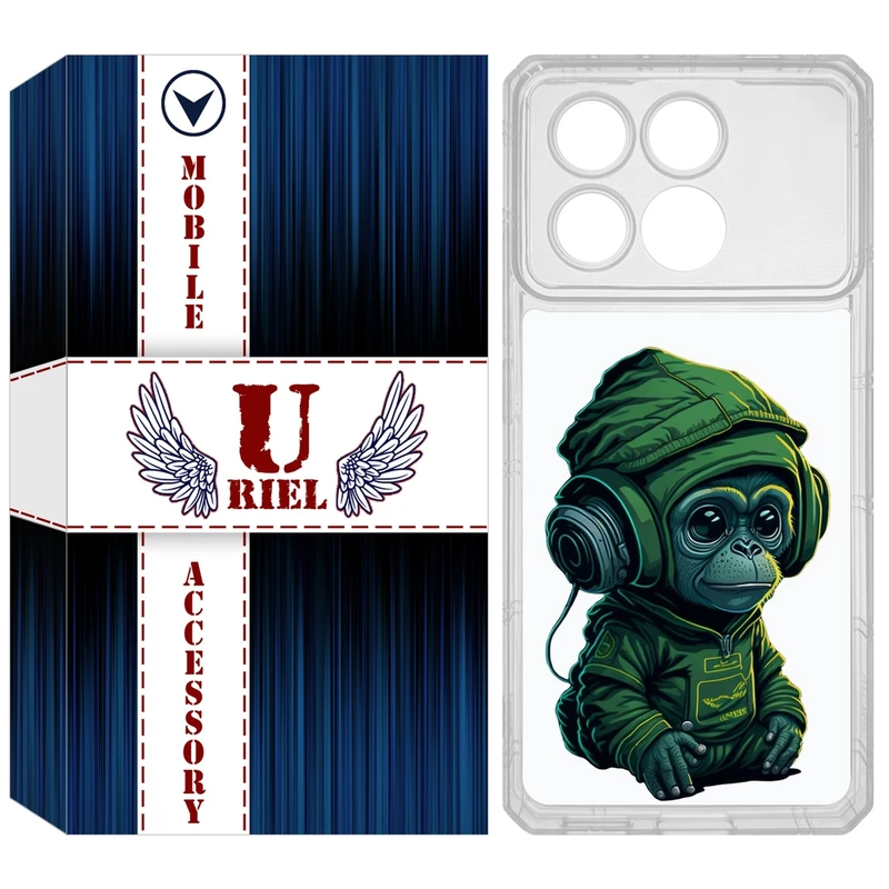 کاور یوریل مدل Clear کد 45 طرح میمون مناسب برای گوشی موبایل شیائومی Poco X6 Pro