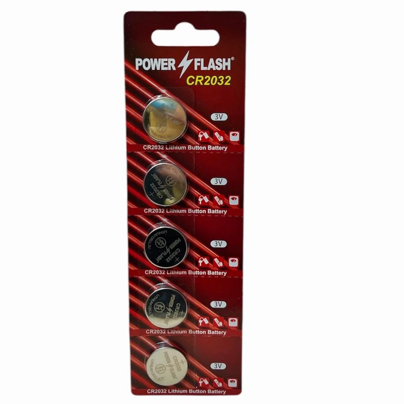 باتری سکه ای 2032 پاور فلاش مدل ER بسته 5 عددی